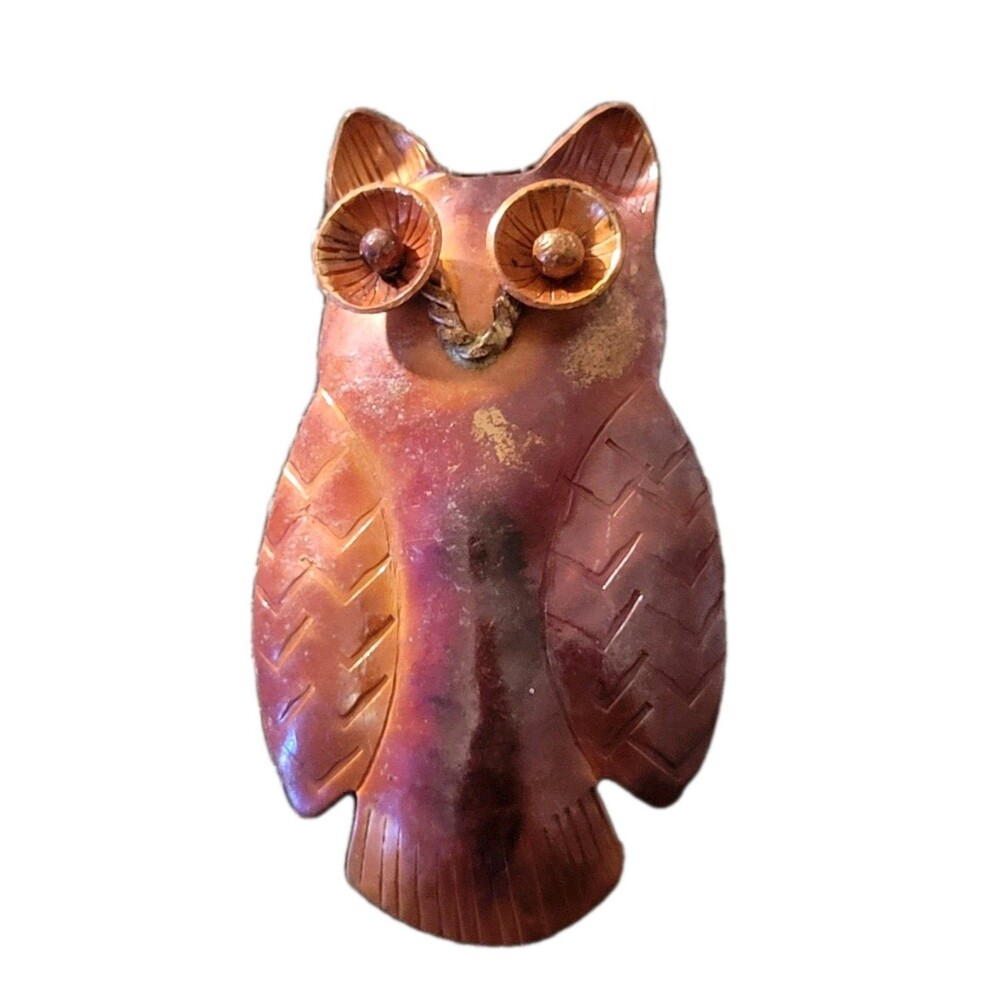 Copper Owl Pendant 2.5" x 1.5" Handmade Crafted Artisan Jewelry